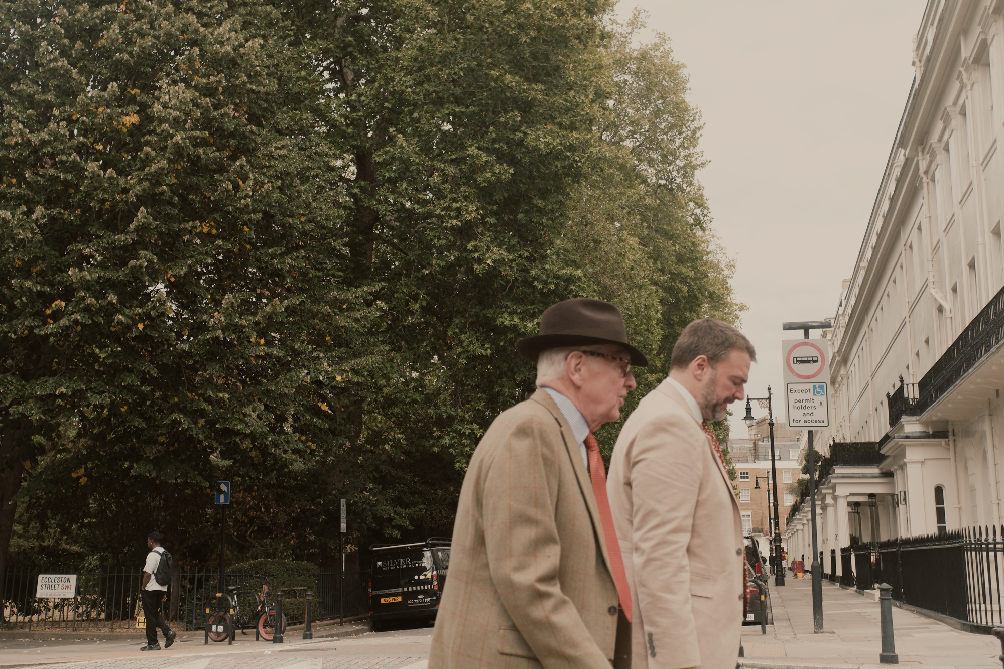 Two men walking, Eaton Square, Belgravia